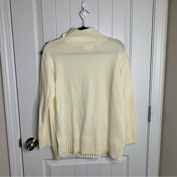 Anthropologie cream button high neck sweater size XS minimalist preppy - Picture 5 of 7